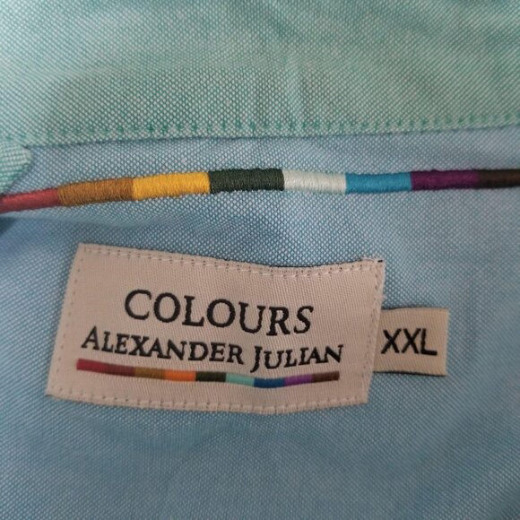 Colours By Alexander Julian XXL Turquoise Button-Down Long Sleeve Shirt - Picture 3 of 3